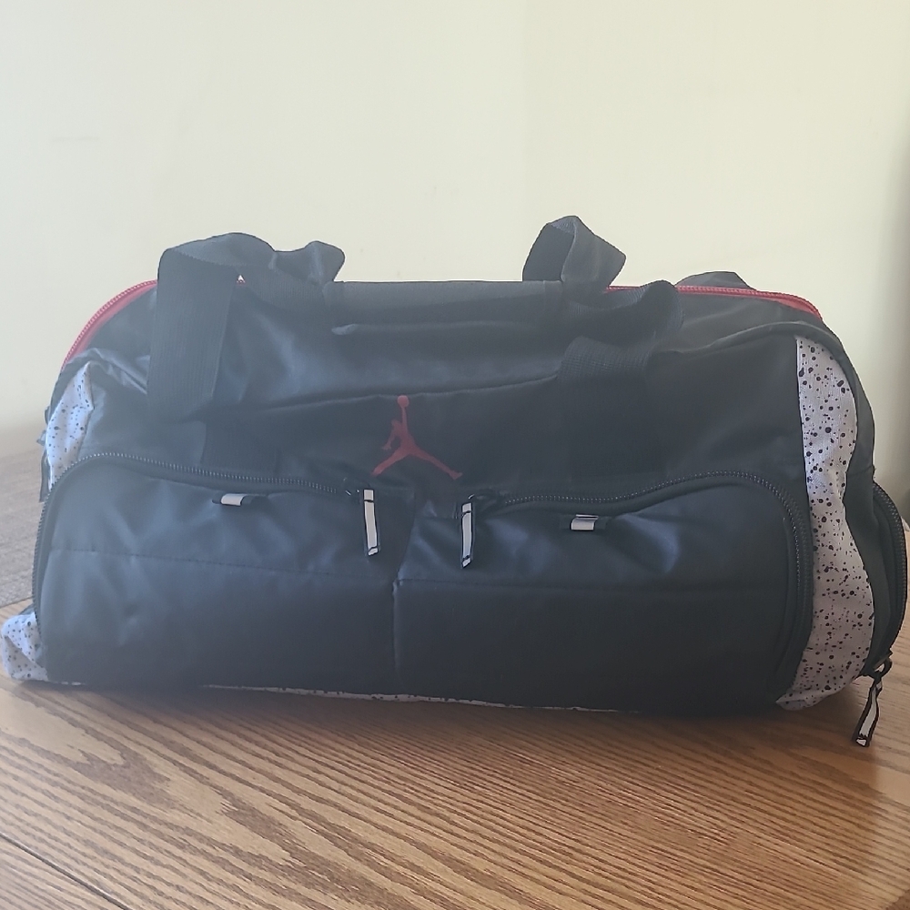 Jordan Black and Gray Men's Duffel Bag